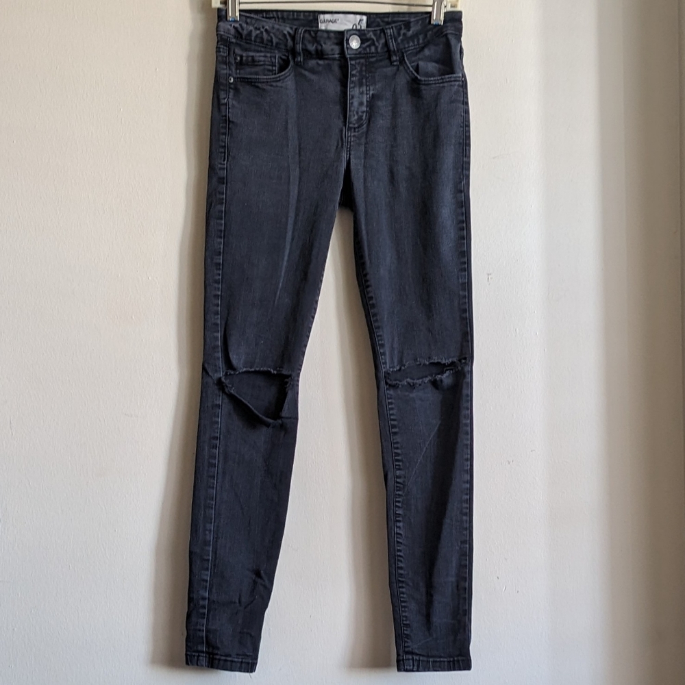 Garage High Waist Skinny Distressed Jeans Size 5 Black